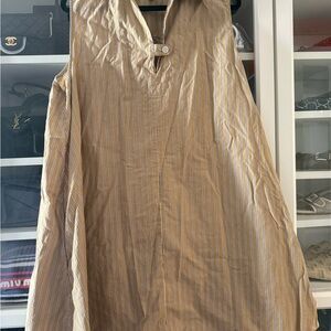 Banana Republic Tan and White Striped Dress